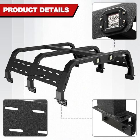 Truck Rack for Full-Size Trucks 17.3'' Bed Rack Without Bed Rails Overlanding Rack for 2002-2025 Dodge Ram 1500, 2014-2022 Chevy Silverado 1500, 2015-2025 Ford F-150, 2007-2013 Toyota Tundra in Saudi Arabia