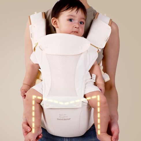 Bebamour Baby Carrier with Hip Seat,All-Position Breathable Mesh Hip Seat & Carrier 0-36Months with Head Hood, 3 PCS Teething Pads, Waist Extender,Storage Bag & Pacifier Case,Black in Saudi Arabia