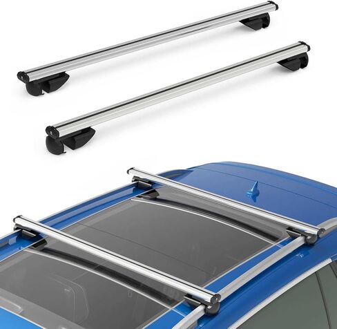 Universal Roof Rack Cross Bars, 48'' Adjustable Aluminum Lockable Crossbars with Dual Keys, Anti-Theft Roof Cargo Bars Fits Most Vehicles Existing Raised Side Rails with Gap, 200LBS Load in Kuwait