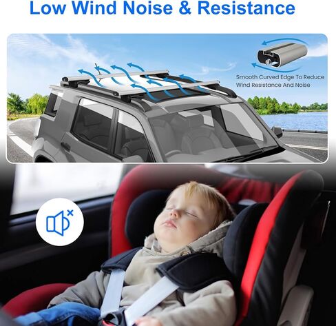 Universal Roof Rack Cross Bars, 48'' Adjustable Aluminum Lockable Crossbars with Dual Keys, Anti-Theft Roof Cargo Bars Fits Most Vehicles Existing Raised Side Rails with Gap, 200LBS Load in Kuwait