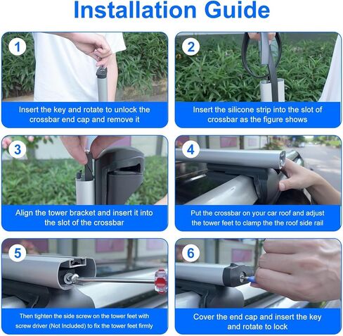 Universal Roof Rack Cross Bars, 48'' Adjustable Aluminum Lockable Crossbars with Dual Keys, Anti-Theft Roof Cargo Bars Fits Most Vehicles Existing Raised Side Rails with Gap, 200LBS Load in Kuwait