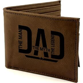 Craft & Clan محفورة Dad Vegan Leather Wallet للرجال | محفظة مخصصة مخصصة للرجال مع معرف الوجه للفواتير والبطاقات | هدايا عيد الأب المخصصة لأبي ، هدية عيد ميلاد للرجل ، الزوج in Saudi Arabia