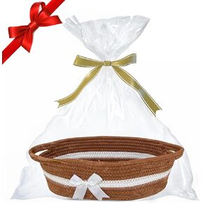 سلة للهدايا فارغة - 14 "عيد الهالوين الصغير ، سلال هدايا عيد الحب فارغة لملء الرجال للنساء ، سلة دش الطفل ، سلة القطن بوهو لرف الحمام ، البيج in Kuwait