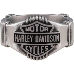 Harley -Davidson Men's Nut & Coil Bar & Shield Ring Band -Stainless Steel ، Silver in Kuwait