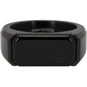 Harley-Davidson Men's Bar & Shield Blackout Onyx Signet Ring- Stainless Steel in Saudi Arabia