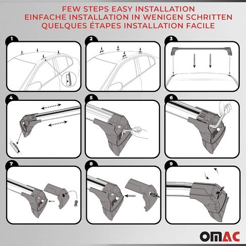 OMAC Fix Points Roof Racks Cross Bar Carrier for Mazda 3 Sedan 2010-2013 Black 2 Pcs Anti-Theft for Travel Kayak Canoe Surf Ski Snowboard Camping in Saudi Arabia