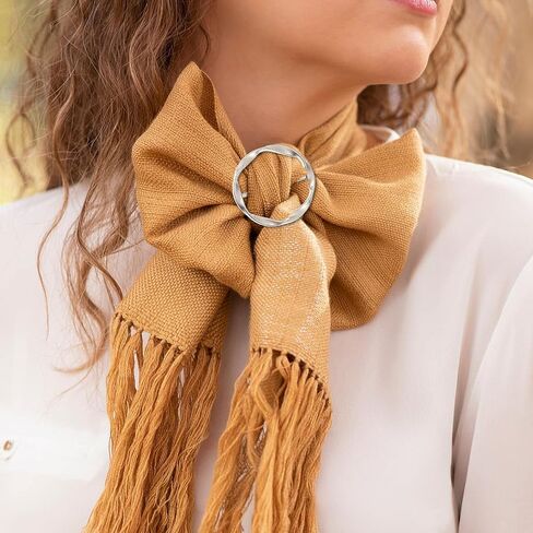 T-shirt Ties Rings, 4 PCS Shirt Ties Clips for Women Silk Scarf Ring Clip Shirt Clips Scarf Buckle Round Knotted Buckles Fashion Alloy Circle Clip Buckle for Shirts Silk Scarves Clothing (Silver) in Saudi Arabia