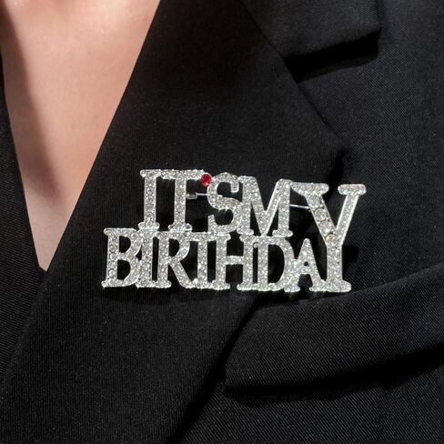 Birthday Brooch Pin for Women Men Rhinestone Crystal Fashion Lapel Pin Brooches Safety Pins Elegant Dress Clothing Accessories Boutonniere Corsage Elegant Jewelry for Wedding Party Daughter in Saudi Arabia