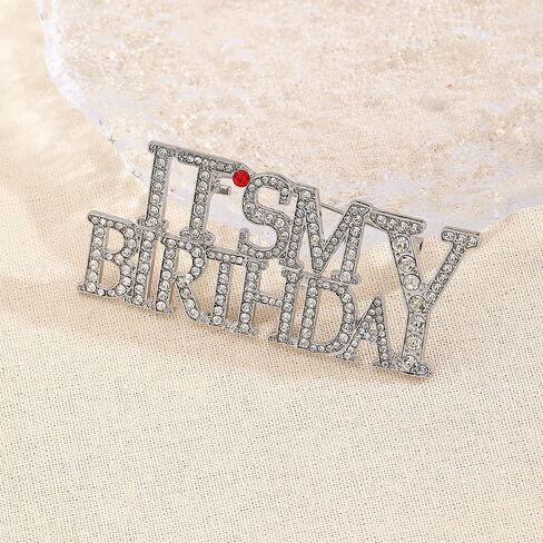 Birthday Brooch Pin for Women Men Rhinestone Crystal Fashion Lapel Pin Brooches Safety Pins Elegant Dress Clothing Accessories Boutonniere Corsage Elegant Jewelry for Wedding Party Daughter in Saudi Arabia