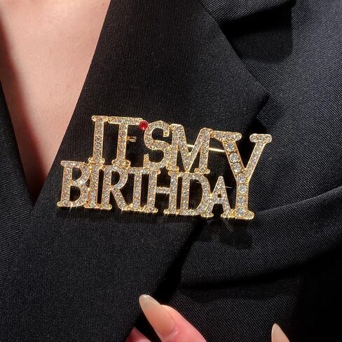 Birthday Brooch Pin for Women Men Rhinestone Crystal Fashion Lapel Pin Brooches Safety Pins Elegant Dress Clothing Accessories Boutonniere Corsage Elegant Jewelry for Wedding Party Daughter in Saudi Arabia