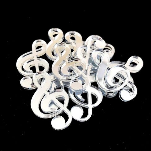 Clef Musical Note Shaped Crafting Mirrors, Set of 10, Many Colours, Shatterproof Acrylic, Silver Mirror, Pack of 10 x 3cm in Saudi Arabia