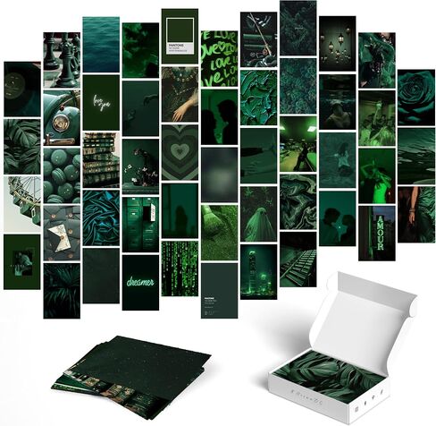 y2k boo kit dark green wall kit - 50 ملصقات جمالية لديكور الغرفة ، مثالية للمساكن وغرف النوم ، والفن الجدار الأخضر الداكن الأنيق للفتيات المراهقات والمساحات المريحة in Saudi Arabia