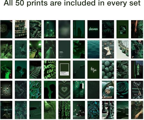y2k boo kit dark green wall kit - 50 ملصقات جمالية لديكور الغرفة ، مثالية للمساكن وغرف النوم ، والفن الجدار الأخضر الداكن الأنيق للفتيات المراهقات والمساحات المريحة in Saudi Arabia