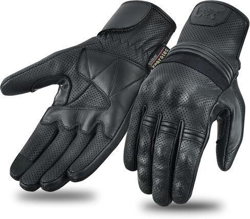 Motorcycle Gloves Touch Screen - Perforated Cowhide Leather with Knuckle Protection for Motocross, Riding, and Outdoor Sports in Saudi Arabia