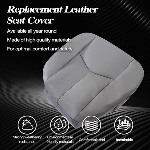 SecosAutoparts Driver & Passenger Side Bottom & Top Lean Back Leather Seat Cover Light Gray # 922 Compatible with Chevy GMC Tahoe Suburban Avalanche Yukon Silverado Sierra 2003 2004 2005 2006 in Saudi Arabia