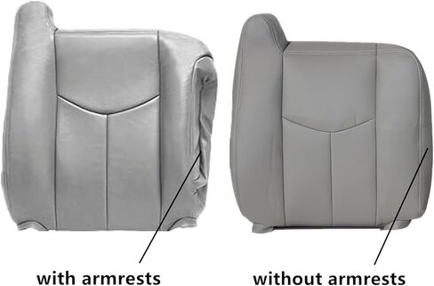 SecosAutoparts Driver & Passenger Side Bottom & Top Lean Back Leather Seat Cover Light Gray # 922 Compatible with Chevy GMC Tahoe Suburban Avalanche Yukon Silverado Sierra 2003 2004 2005 2006 in Saudi Arabia