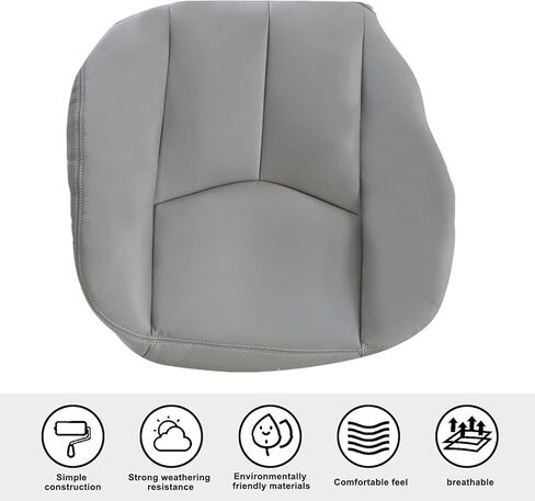 SecosAutoparts Driver & Passenger Side Bottom & Top Lean Back Leather Seat Cover Light Gray # 922 Compatible with Chevy GMC Tahoe Suburban Avalanche Yukon Silverado Sierra 2003 2004 2005 2006 in Saudi Arabia