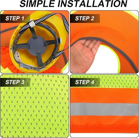 Hard Hat Sun Shade with Full Brim Visor, Shield Your Neck from Sun, Men's Construction Accessories for Hardhat Hats UV Sunshade Helmet Attachment with Reflective Strip, 2 pcs Set in Saudi Arabia