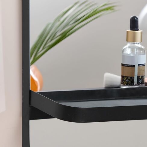 Morder Metal Wall Mirror with Shelf,9.8'x23.6',Wall Accent,Black in Saudi Arabia
