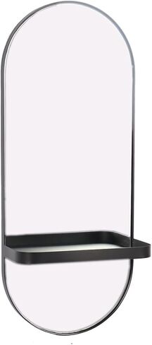 Morder Metal Wall Mirror with Shelf,9.8'x23.6',Wall Accent,Black in Saudi Arabia