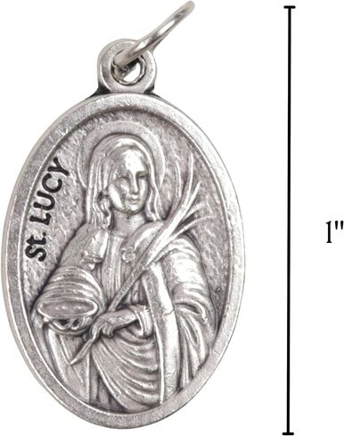 Needzo Silver Toned St. Lucy Medals, Patron Saint of the Blind Pendants, Religious Accessories, 1 Inches (Pack of 5) in Saudi Arabia
