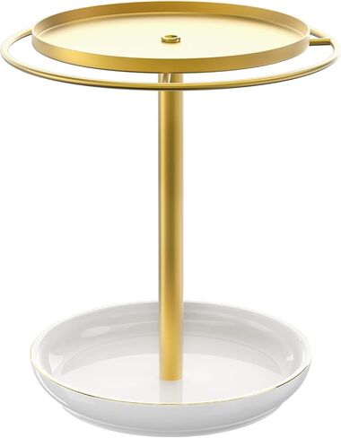 Rotating Sunglass Organizer with Ceramic Tray, 360° Rotating Glasses Stand, Sleek Sunglass Holder, Modern Eyeglass Holder Stand for Desk, Dresser, Nightstand & Home Décor(Gold) in Saudi Arabia