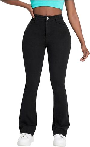 Verdusa Women's High Waisted Flared Jeans Bell Bottoms Slim Fitted Casual Denim Pants in Saudi Arabia