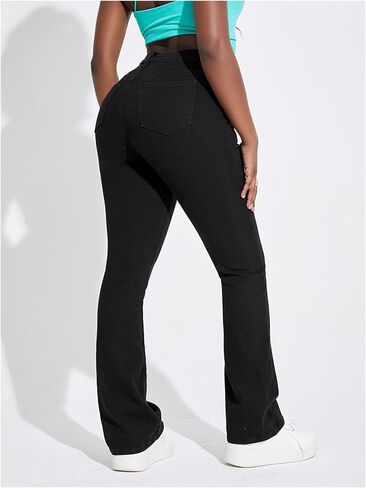 Verdusa Women's High Waisted Flared Jeans Bell Bottoms Slim Fitted Casual Denim Pants in Saudi Arabia
