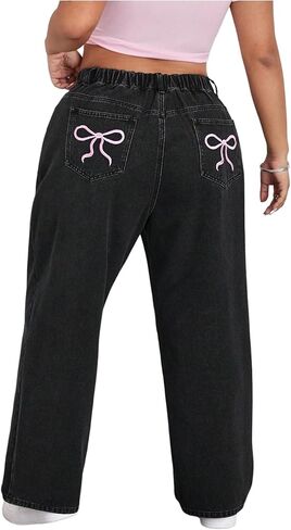Wdirara Women's Plus Size Seale Bow Proiled Susproided High Cherced Pants in Kuwait