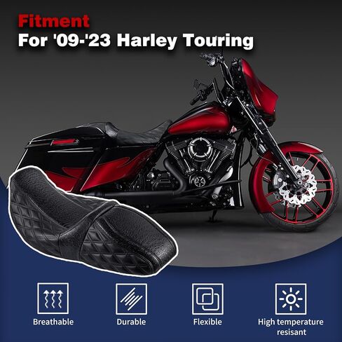 Advanblack Raptor Seat Harley Touring Seat With Diamond Stitching & Ostrich Leather For '09-'23 Harley Touring Road King Road Street Glide Electra Glide Tri-Glide in Saudi Arabia