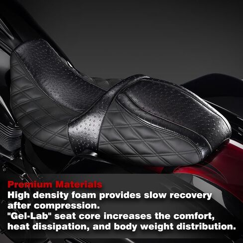 Advanblack Raptor Seat Harley Touring Seat With Diamond Stitching & Ostrich Leather For '09-'23 Harley Touring Road King Road Street Glide Electra Glide Tri-Glide in Saudi Arabia