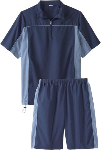 KingSize Men's Big & Tall Quarter Zip Short Sleeve Colorblock Tracksuit in Saudi Arabia
