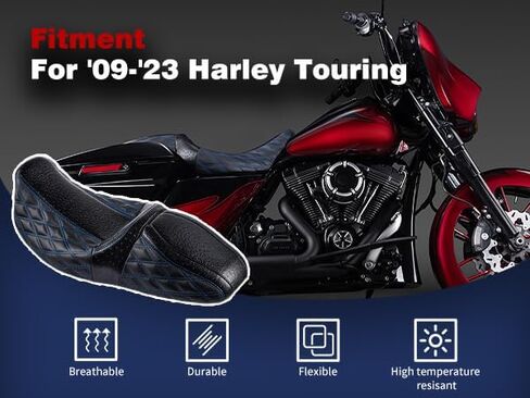 Advanblack Raptor Seat Harley Touring Seat With Diamond Stitching & Ostrich Leather For '09-'23 Harley Touring Road King Road Street Glide Electra Glide Tri-Glide in Saudi Arabia