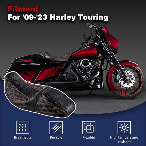 Advanblack Raptor Seat Harley Touring Seat With Diamond Stitching & Ostrich Leather For '09-'23 Harley Touring Road King Road Street Glide Electra Glide Tri-Glide in Saudi Arabia