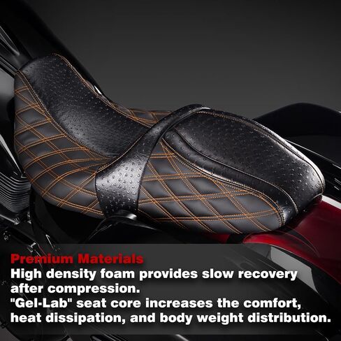 Advanblack Raptor Seat Harley Touring Seat With Diamond Stitching & Ostrich Leather For '09-'23 Harley Touring Road King Road Street Glide Electra Glide Tri-Glide in Saudi Arabia