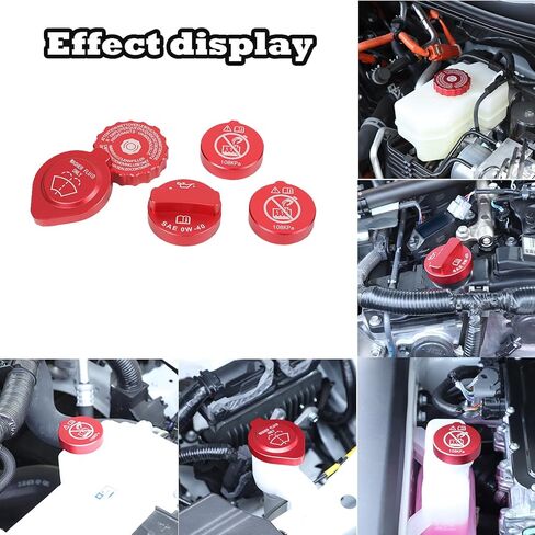 Engine Oil Cap Radiator Cap Brake Fluid Cap Cover Compatible with Toyota Land Cruiser 250 Prado LC250 J250 2024 2025, Aluminium Alloy Engine Bay Cap Cover Kit, 5Pcs (Red) in Saudi Arabia
