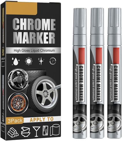 High Gloss Liquid Chrome Marker, 3Pcs Car Repair Scratch Remover Pen, Waterproof, Portable (2) in Saudi Arabia