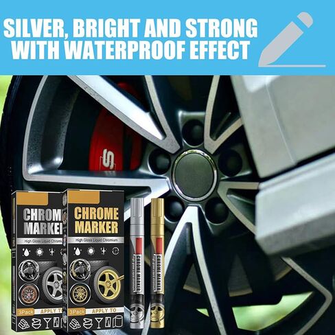 High Gloss Liquid Chrome Marker, 3Pcs Car Repair Scratch Remover Pen, Waterproof, Portable (2) in Saudi Arabia