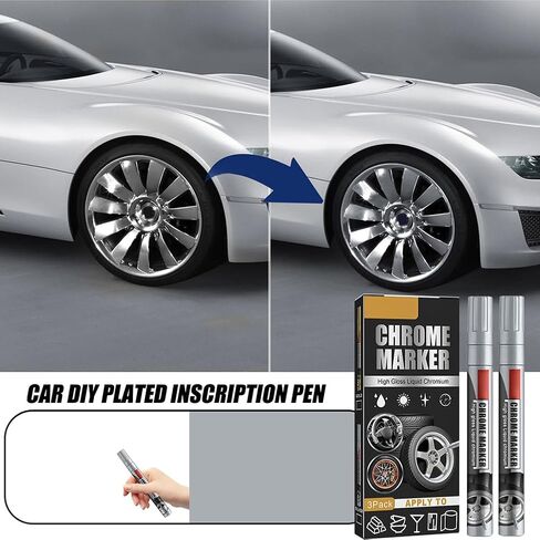 High Gloss Liquid Chrome Marker, 3Pcs Car Repair Scratch Remover Pen, Waterproof, Portable (2) in Saudi Arabia