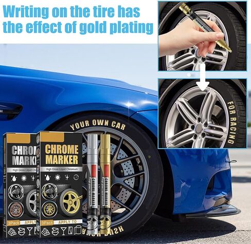 High Gloss Liquid Chrome Marker, 3Pcs Car Repair Scratch Remover Pen, Waterproof, Portable (2) in Saudi Arabia