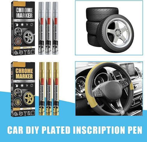 High Gloss Liquid Chrome Marker, 3Pcs Car Repair Scratch Remover Pen, Waterproof, Portable (2) in Saudi Arabia