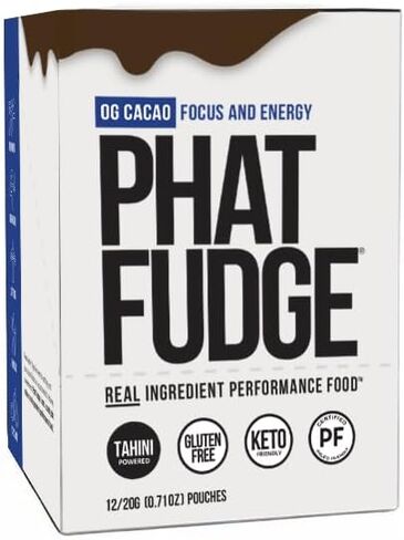 Phat Fudge, OG Cacao Butter Substitute for Energy & Performance, 12 Sachets - Real Ingredient Performance Food Made with Organic Tahini, Honey & Cacao Powder for Focus - Keto Friendly & Gluten-Free in Saudi Arabia