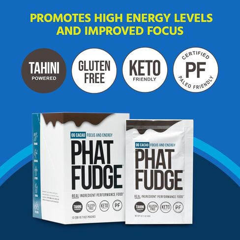 Phat Fudge, OG Cacao Butter Substitute for Energy & Performance, 12 Sachets - Real Ingredient Performance Food Made with Organic Tahini, Honey & Cacao Powder for Focus - Keto Friendly & Gluten-Free in Saudi Arabia