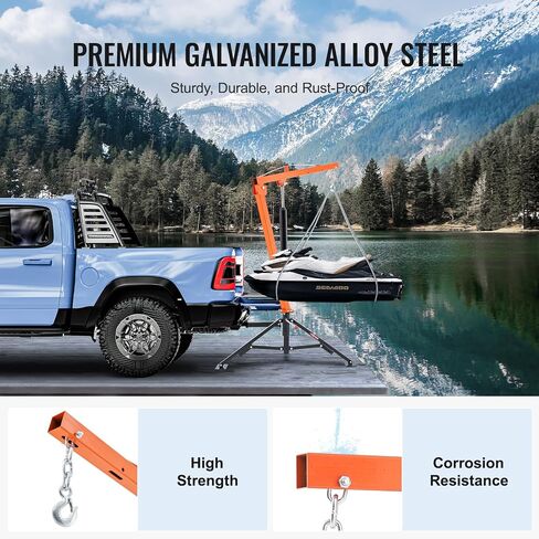 VEVOR Electric Pickup Truck Crane, 1100 lbs, Folding Truck-Mounted Bed Crane with Electric Winch 3500 lbs, Steel Pickup Truck Jib Crane Hoist 360° Swivel for Lifting Goods in Construction, Factory in Saudi Arabia