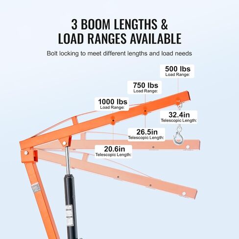 VEVOR Electric Pickup Truck Crane, 1100 lbs, Folding Truck-Mounted Bed Crane with Electric Winch 3500 lbs, Steel Pickup Truck Jib Crane Hoist 360° Swivel for Lifting Goods in Construction, Factory in Saudi Arabia
