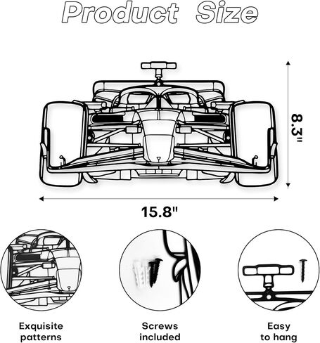 Xedatric F1 سباق السيارة المعدنية الجدار الفن الصيغة 1 صورة ظلية شنقا جدار السباق جدار ديكور السباق للسيارة للمرآب ، غرفة في سن المراهقة ، كهف أو غرفة نوم (15.8 '× 8.3' ') in Saudi Arabia