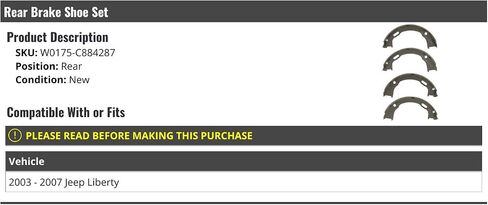 Rear Brake Shoe Kit - 4 Piece - Compatible with 2003-2007 Jeep Liberty in Saudi Arabia