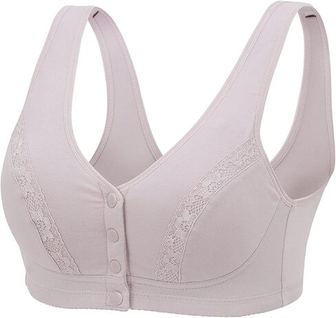 Cotton Bra for Elderly Women Arthritis Comfort Fit Sleep Yoga Bras Everyday Bra Tops Summer Underwear (Color : Purple-Gray, Size : 80B/36B) in Saudi Arabia