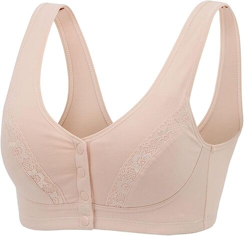 Cotton Bra for Elderly Women Arthritis Comfort Fit Sleep Yoga Bras Everyday Bra Tops Summer Underwear (Color : Purple-Gray, Size : 80B/36B) in Saudi Arabia