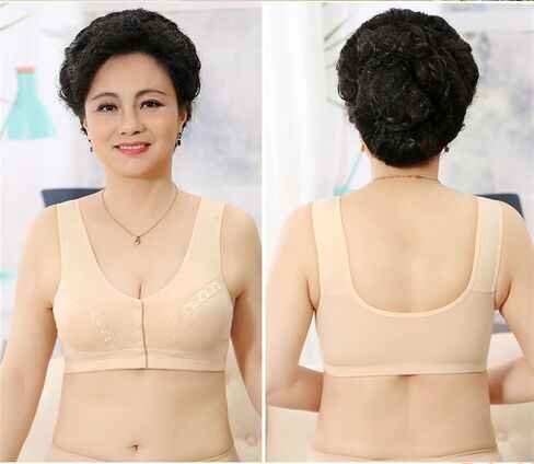 Cotton Bra for Elderly Women Arthritis Comfort Fit Sleep Yoga Bras Everyday Bra Tops Summer Underwear (Color : Purple-Gray, Size : 80B/36B) in Saudi Arabia